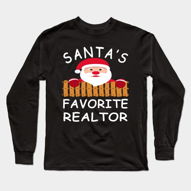 Santa's Favorite Realtor Shirt Christmas Party Shirt Gift Long Sleeve T-Shirt by melmahameed